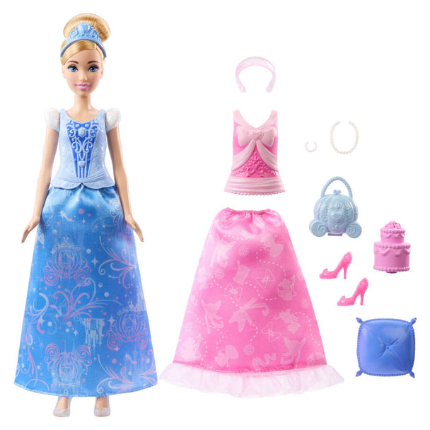 Cendrillon en tenue d'anniversaire rose avec jupe et corsage amovibles, vue de face