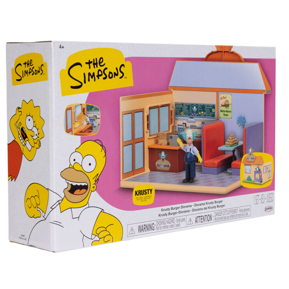 Vue rapprochée des burgers et aliments du playset Les Simpsons