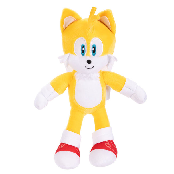 Gros plan sur la tête de la peluche Sonic 3 montrant les yeux et le nez brodés
