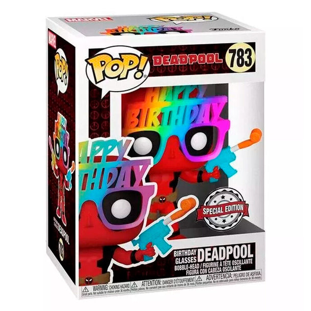 Figurine POP Deadpool avec chapeau d'anniversaire 30e édition exclusive FUNKO vue de face