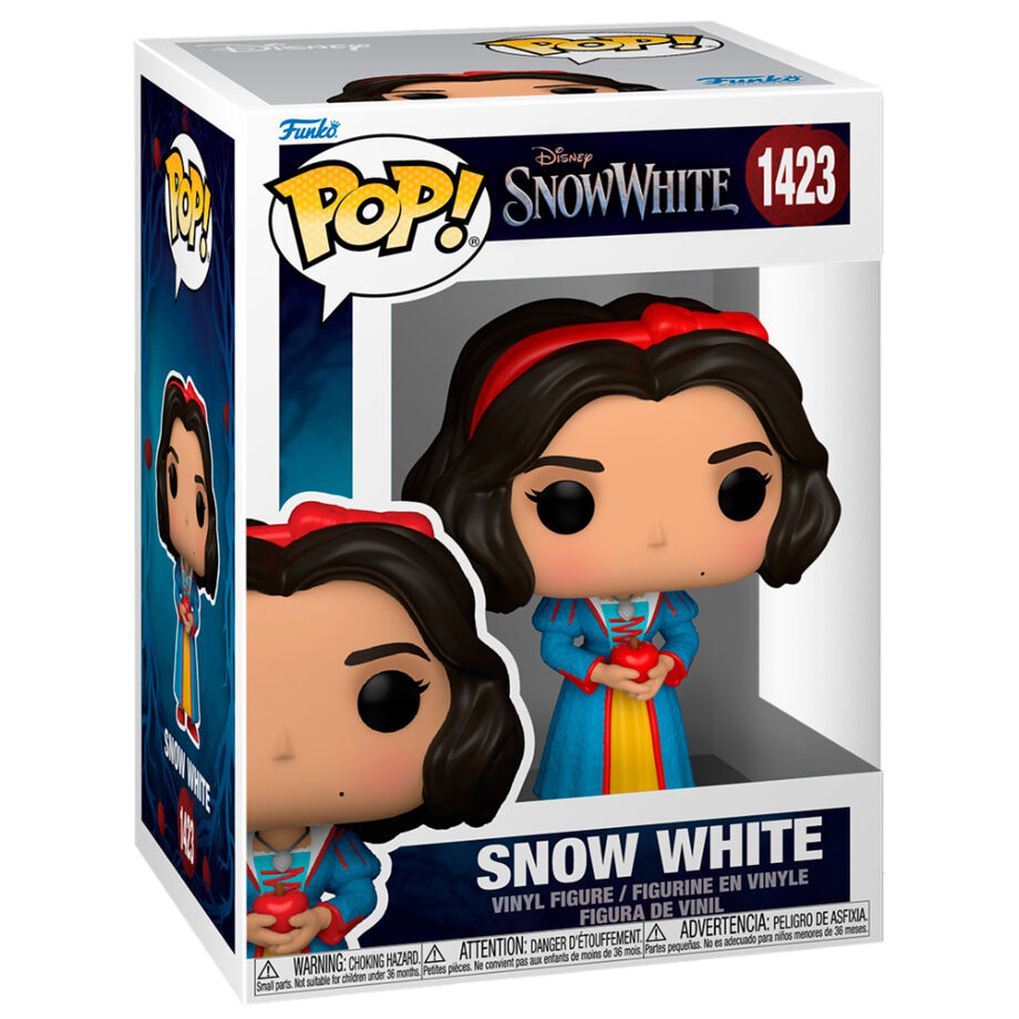 Vue rapprochée de la figurine Funko POP Blanche-Neige Disney, détail du visage et costume coloré