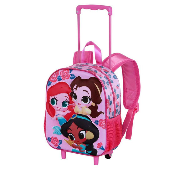 Poignées et poches latérales en filet du trolley Disney Princess Flowers 3D pour enfant
