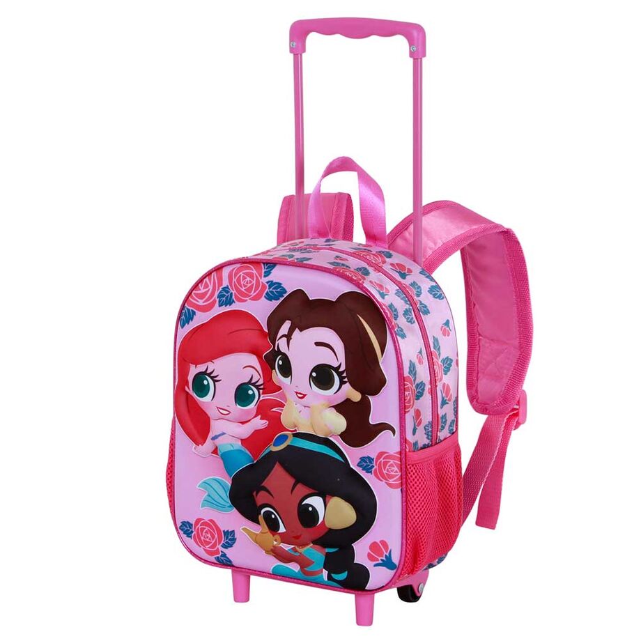 Poignées et poches latérales en filet du trolley Disney Princess Flowers 3D pour enfant