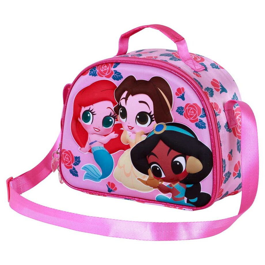 Sac à déjeuner Disney Princess Flowers 3D avec design en relief coloré et motifs floraux visibles sur le devant.