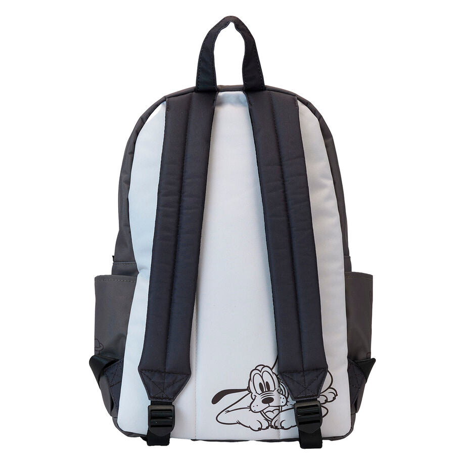 Zoom sur les finitions en métal argenté du sac à dos Loungefly Disney