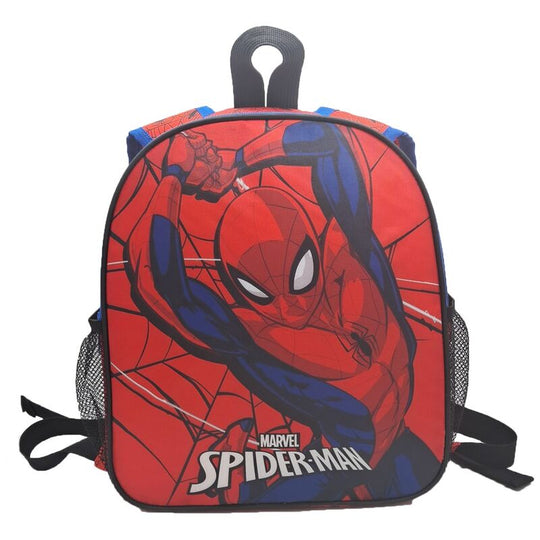 Sac à dos Marvel Spiderman réversible avec motif classique rouge et bleu, vue de face.