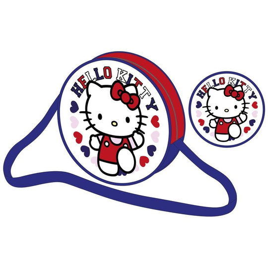 Sac à épaule Hello Kitty SANRIO en tissu rose avec logo emblématique, parfait pour un look tendance et décontracté.