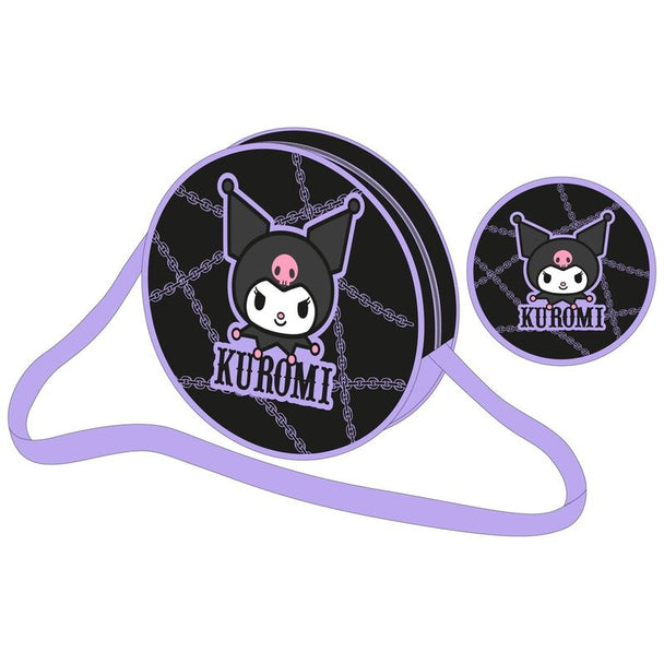 Sac à épaule Hello Kitty Kuromi de SANRIO, vue de face avec design coloré et bandoulière ajustable.