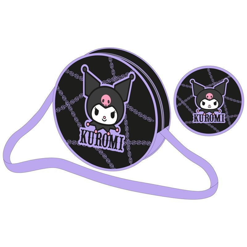 Sac à épaule Hello Kitty Kuromi de SANRIO, vue de face avec design coloré et bandoulière ajustable.