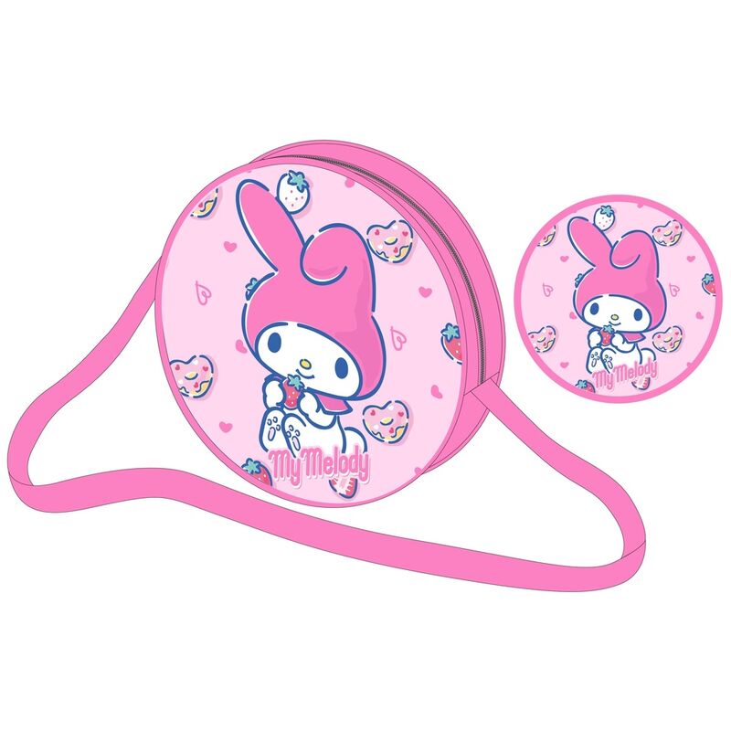 Sac épaule SANRIO Hello Kitty et My Melody avec design kawaii coloré et fermeture sécurisée.