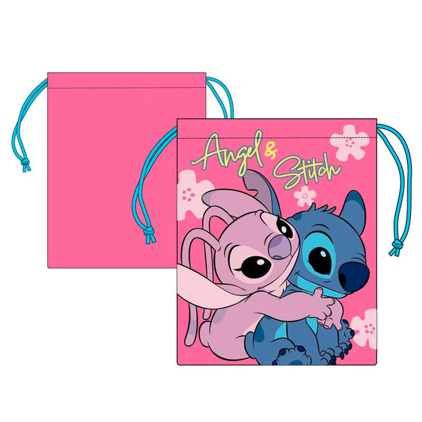 Sac déjeuner Disney Stitch & Angel coloré de taille 26x21 cm, idéal pour enfants.