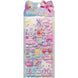 Vue d’ensemble des différents modèles de stickers Hello Kitty embossés sur fond blanc