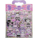 Plan rapproché d'un sticker embossé Hello Kitty coloré sur fond blanc, format 10x21cm