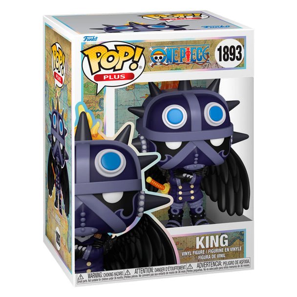 Figurine Funko POP King de One Piece en vinyl de 9 cm, présentée dans sa boîte cadeau officielle