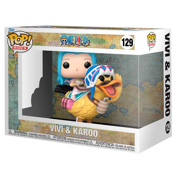 Figurine POP FUNKO de Vivi de One Piece sur son fidèle Karoo, vue de face avec détails colorés