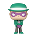 Vue rapprochée de la figurine Funko POP The Riddler montrant les détails précis et les couleurs vives