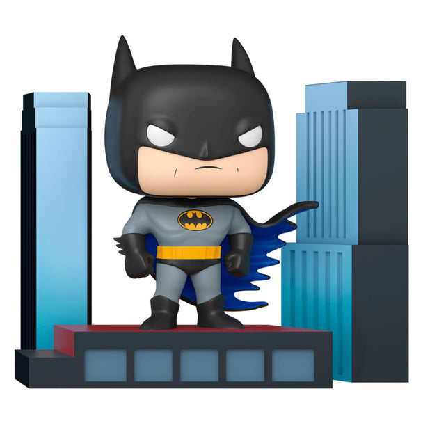 Figurine POP Deluxe Batman de FUNKO inspirée de la série animée DC Comics The Animated Series, vue de face avec détails précis.