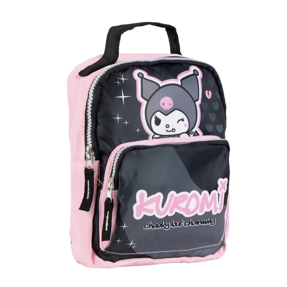 Sac à dos Hello Kitty et Kuromi de la marque CERDÁ, vue de face, mettant en évidence les détails des personnages et la qualité du matériau.
