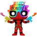 Figurine Marvel Deadpool 30th Birthday Hat exclusive FUNKO en gros plan montrant les détails du chapeau