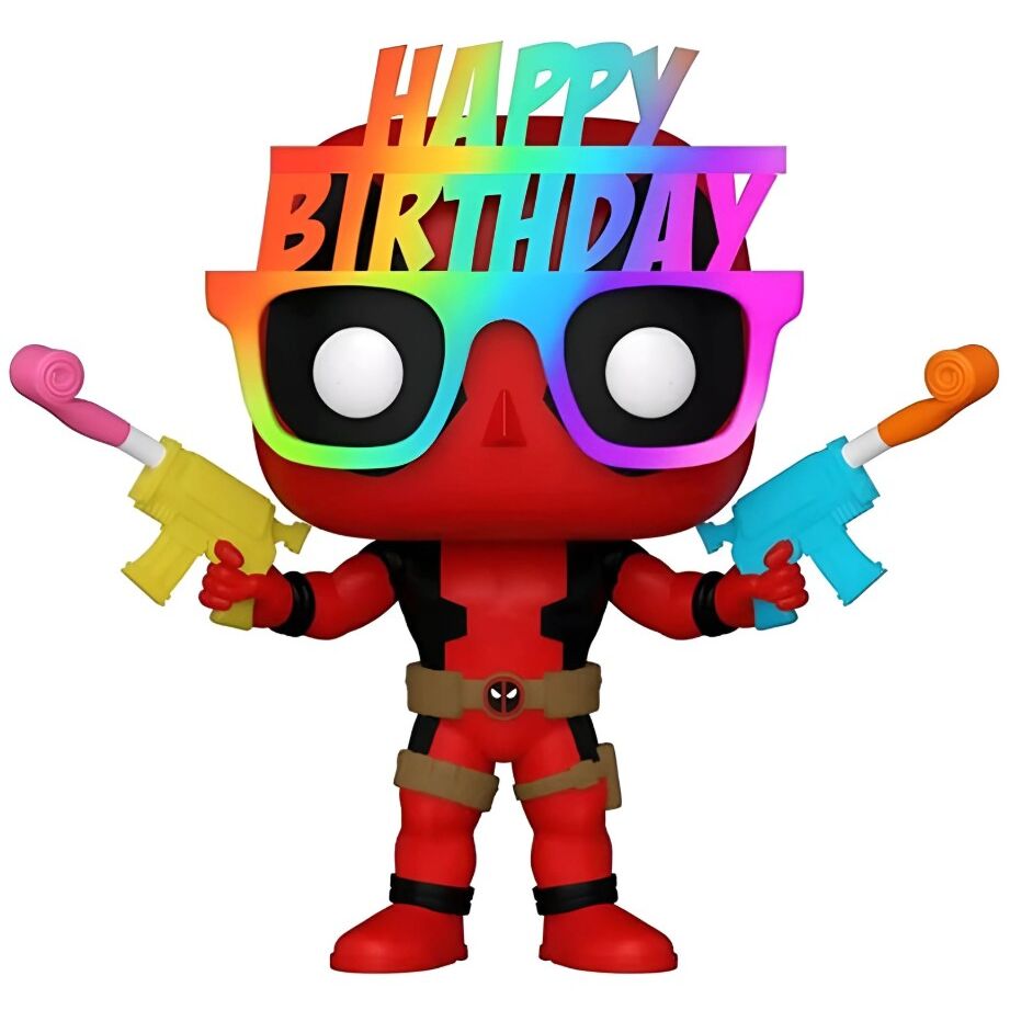 Figurine Marvel Deadpool 30th Birthday Hat exclusive FUNKO en gros plan montrant les détails du chapeau