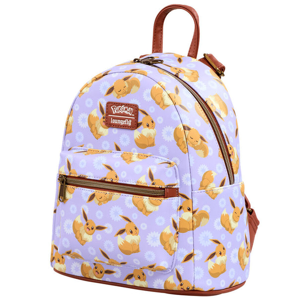 Sac à dos Loungefly Pokémon Eevee vu de face avec le personnage Eevee en relief