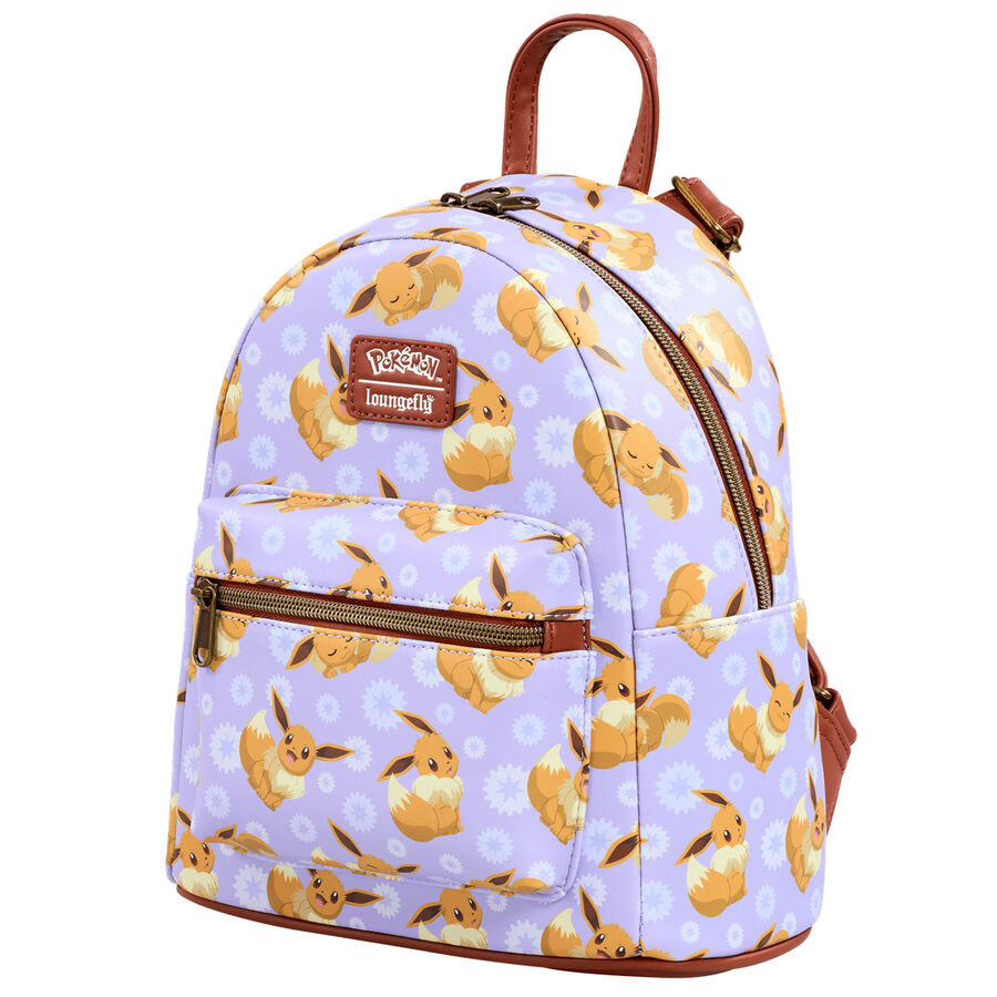 Sac à dos Loungefly Pokémon Eevee vu de face avec le personnage Eevee en relief