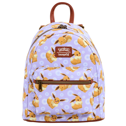 Vue latérale du sac à dos Loungefly Pokémon Eevee montrant les détails des bretelles réglables