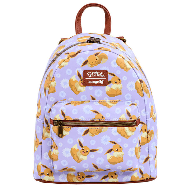 Vue latérale du sac à dos Loungefly Pokémon Eevee montrant les détails des bretelles réglables