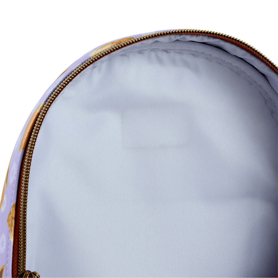 Intérieur du sac à dos Loungefly Pokémon Eevee avec plusieurs compartiments de rangement