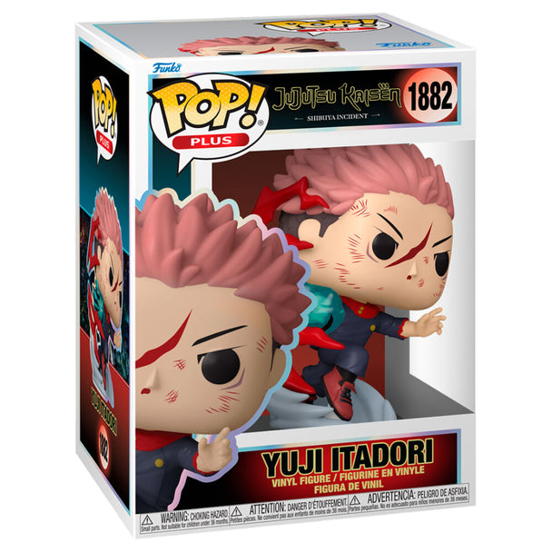 Figurine Funko POP de Yuji Itadori de Jujutsu Kaisen en vinyle, hauteur 9 cm, vue de face avec boîte cadeau