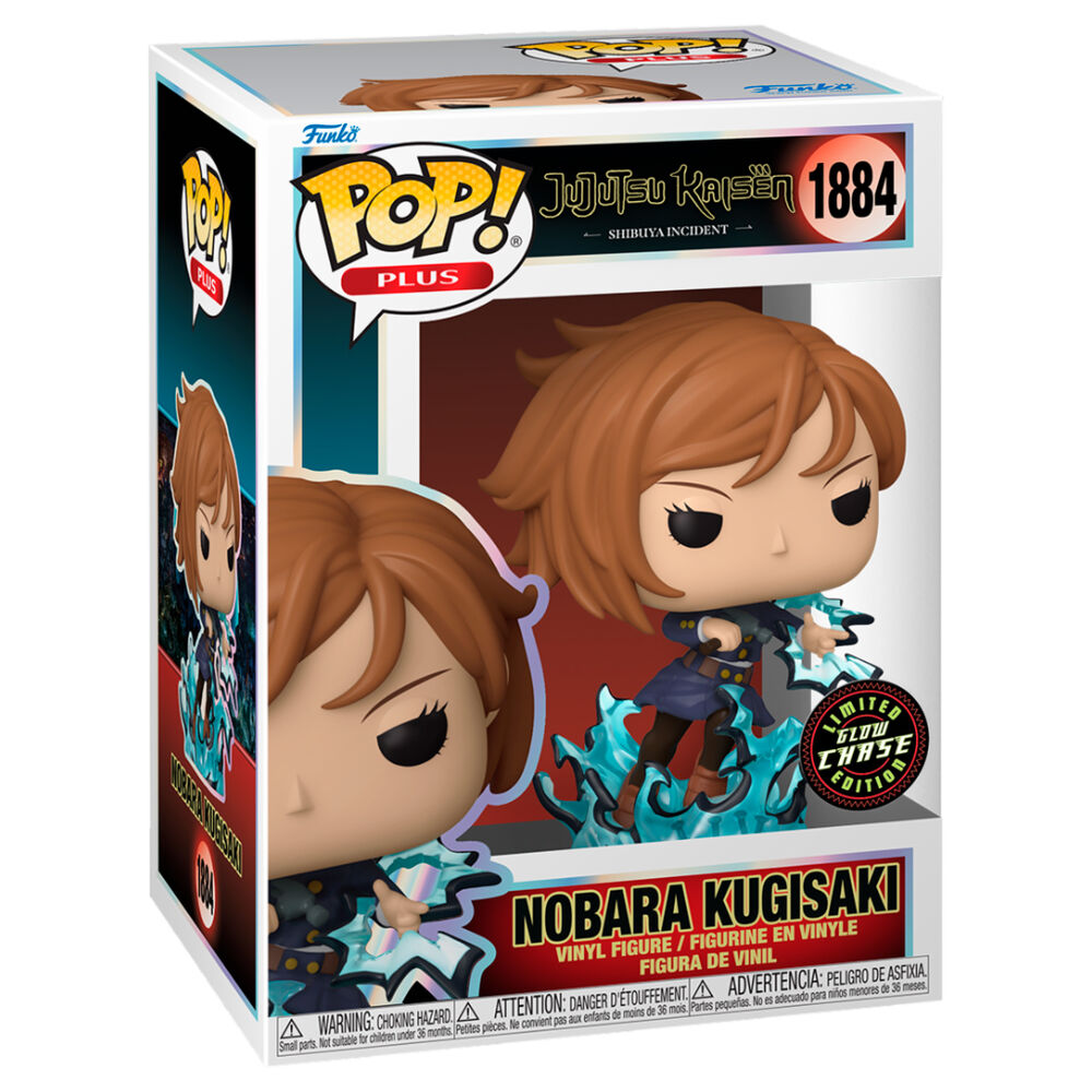 Figurine Funko POP Nobara Kugisaki de Jujutsu Kaisen Shibuya Incident en vinyle, vue de face dans sa boîte cadeau.