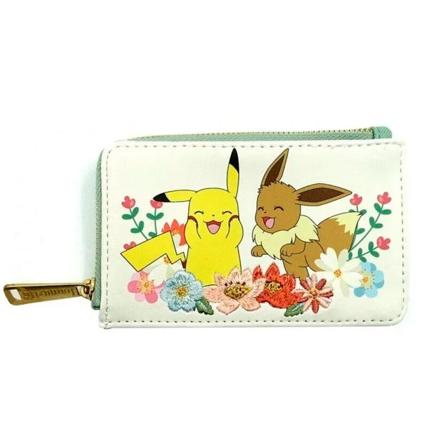 Détail du porte-cartes Loungefly Pikachu & Évoli montrant la texture et la fermeture