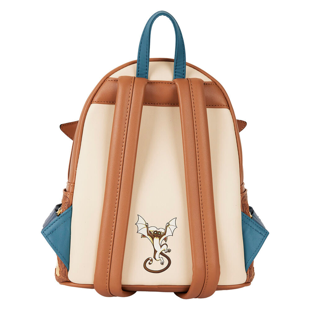 Détail des appliqués en relief et impression dorée sur le sac à dos Avatar Loungefly