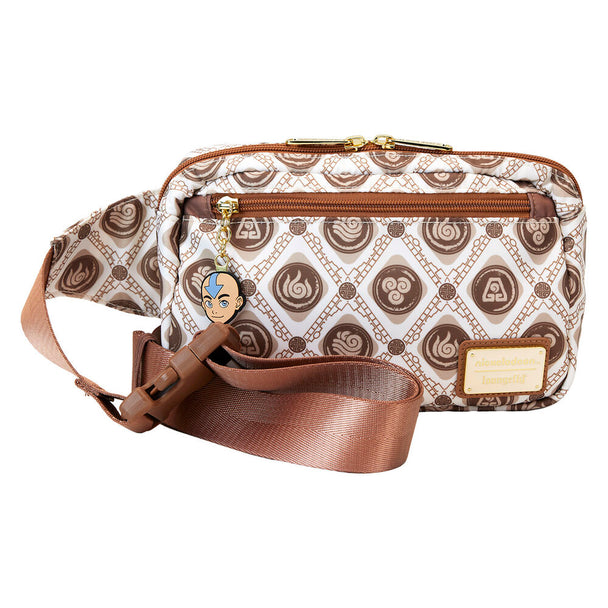 Vue de face du sac banane Loungefly en nylon avec design Avatar Le Dernier Maître de l'Air