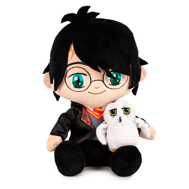 Peluche Harry Potter avec sa chouette Hedwig de 25cm, produit officiel PLAY BY PLAY, parfaite pour collection et décoration.