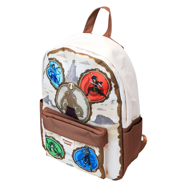 Gros plan sur les finitions en métal doré plaqué du sac à dos Loungefly Avatar