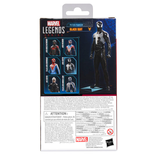 Vue latérale droite de la figurine Spider-Man 2 Peter Parker en costume noir de 15cm
