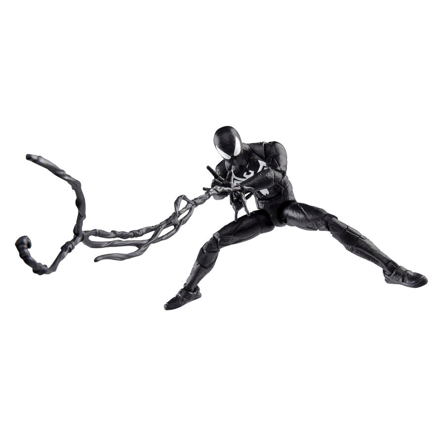 Figurine Spider-Man 2 Peter Parker en costume noir tenant ses accessoires inclus