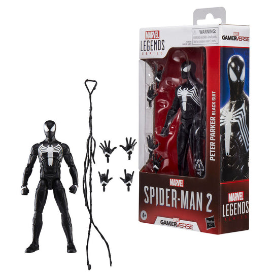 Détail des articulations de la figurine Spider-Man 2 Peter Parker en costume noir