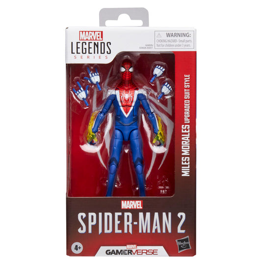 Figurine Marvel Legends Spider-Man 2 Miles Morales en costume Upgraded Suit de face, 15 cm