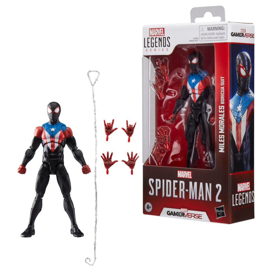 Zoom sur le visage détaillé de la figurine Miles Morales Boricua Suit par HASBRO