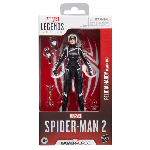 Figurine Marvel Legends Black Cat Felicia Hardy en pose dynamique de face, 15 cm