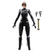Vue latérale gauche de la figurine Black Cat articulée avec costume noir brillant