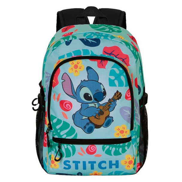 Vue de face du sac à dos Disney Stitch KARACTERMANIA 44 cm avec design coloré et poches multiples