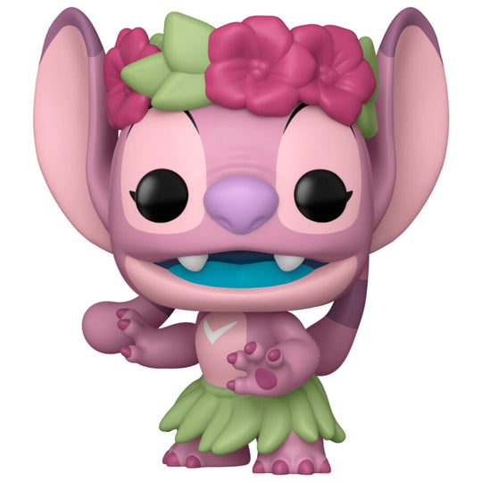 Vue rapprochée de la figurine Funko POP Lilo & Stitch Luau Angel avec détails colorés et design exclusif