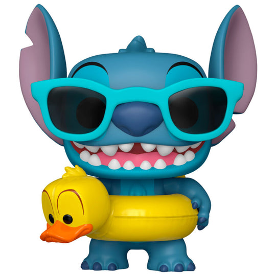 Vue détaillée de la figurine Funko POP Stitch avec tuber, personnage Disney en vinyl de 9 cm