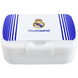Sac à déjeuner Real Madrid de couleur blanche avec logo officiel sur le devant, dimensions compactes.