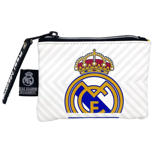 Porte-monnaie Real Madrid officiel de marque CYP BRANDS, vue de face montrant le logo et la taille compacte.