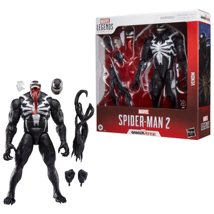 Figurine Venom Marvel Legends 26,5 cm en position dynamique avec détails précis