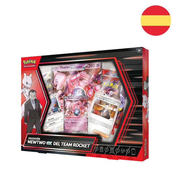 Vue d'ensemble du set blister Pokémon TCG en espagnol avec 4 boosters et cartes incluses